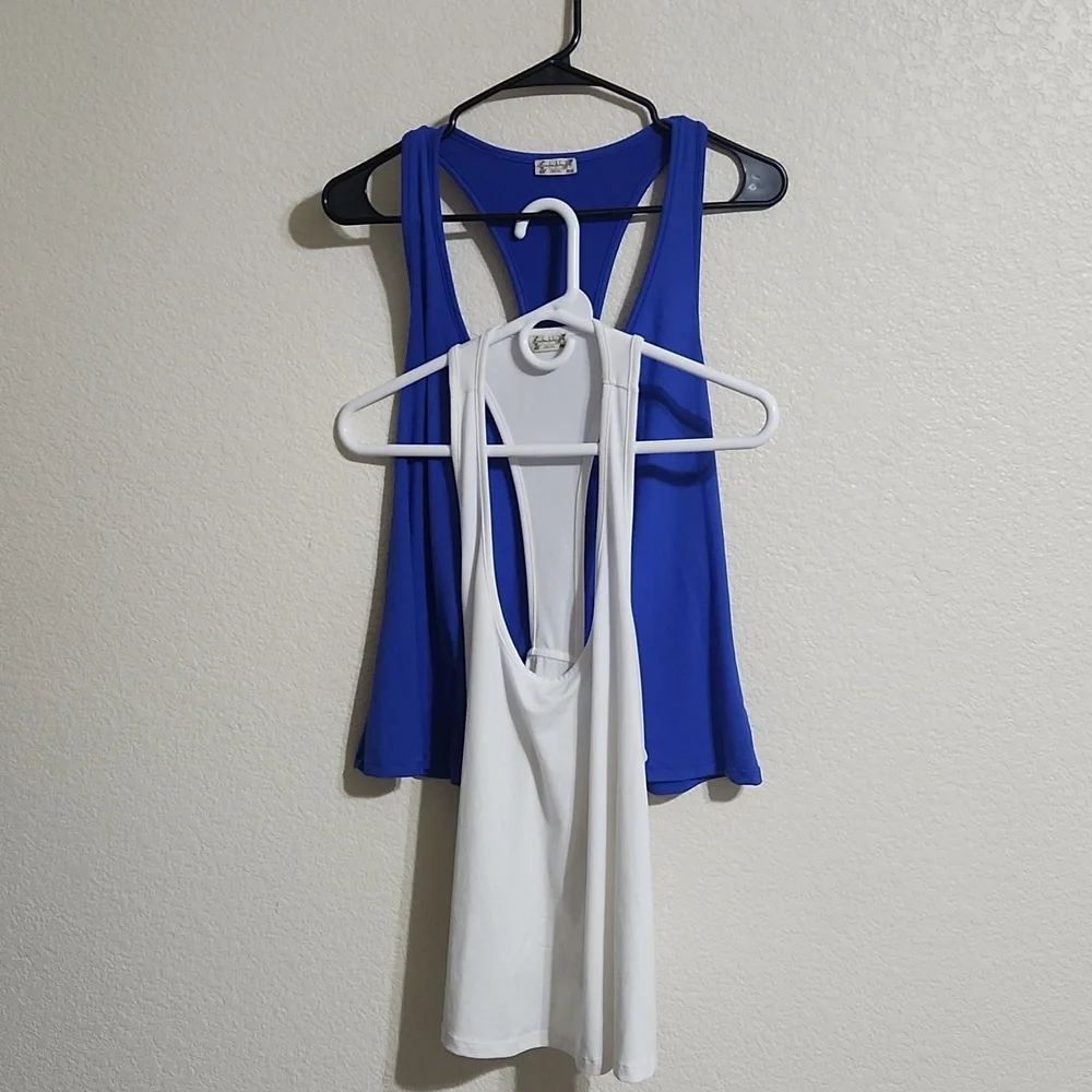 Bundle of Two Free People A Line Everyday Tank Tops Sz Small Birdsong Blue/White